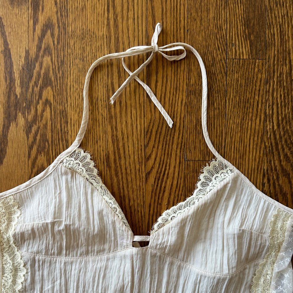 Free People Lace-Trim Halter Cami Tank Top - Cream - Picture 2 of 5